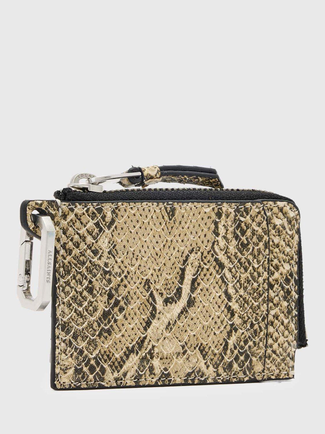 Product image 3 of 5, which shows AllSaints Remy Snake Print Leather Wallet, White/Multi