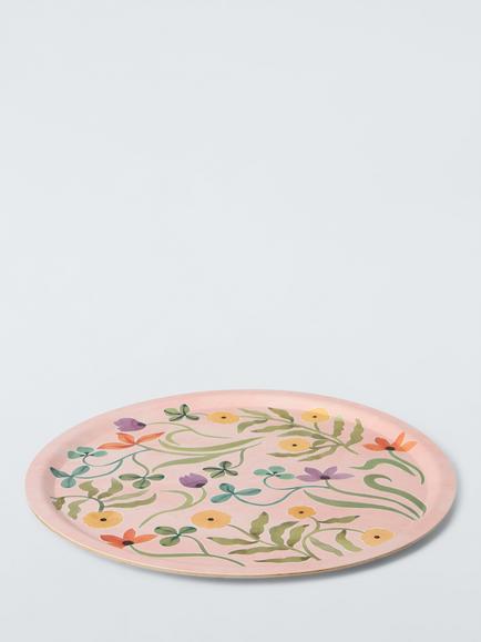 John Lewis x Anine Cecilie Iversen Floral Print Round Tray, Pink/Multi, Multi