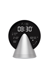 Lexon Conic Digital Alarm Clock with FM Radio & Bluetooth Speaker, Glacier Aluminium