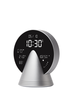 Lexon Conic Digital Alarm Clock with FM Radio & Bluetooth Speaker, Glacier Aluminium - view 2, Glacier Aluminium