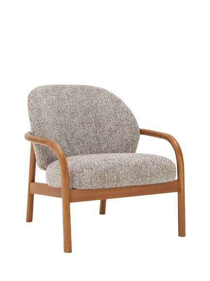 John Lewis OUTLET Burrow Armchair, Like New, Walnut Leg, Fleck Biscuit, Fleck Biscuit