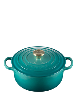 Le Creuset Cast Iron Signature Round Casserole, Bleu Riviera - view 2, Bleu Riviera        .