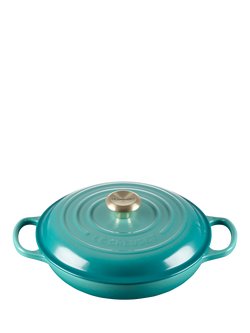 Le Creuset Cast Iron Signature Shallow Casserole, Bleu Riviera, 26cm - view 2, Bleu Riviera