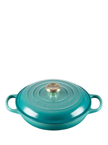 Le Creuset Cast Iron Signature Shallow Casserole - view 2, Bleu Riviera