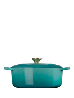 Le Creuset Cast Iron Signature Oval Casserole, 29cm, Bleu Riviera - view 2, Bleu Riviera