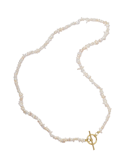 Daisy London Daisy x Polly Newman Pearl T-Bar Necklace, Yellow Gold, Yellow Gold