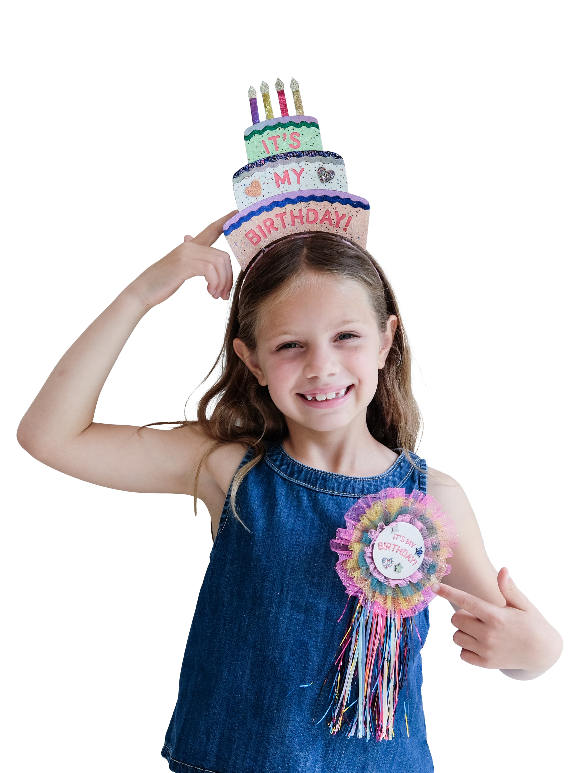 Product image 4 of 7, which shows Mimi & Lula Kids' Birthday Cake Headband, Bright Multi