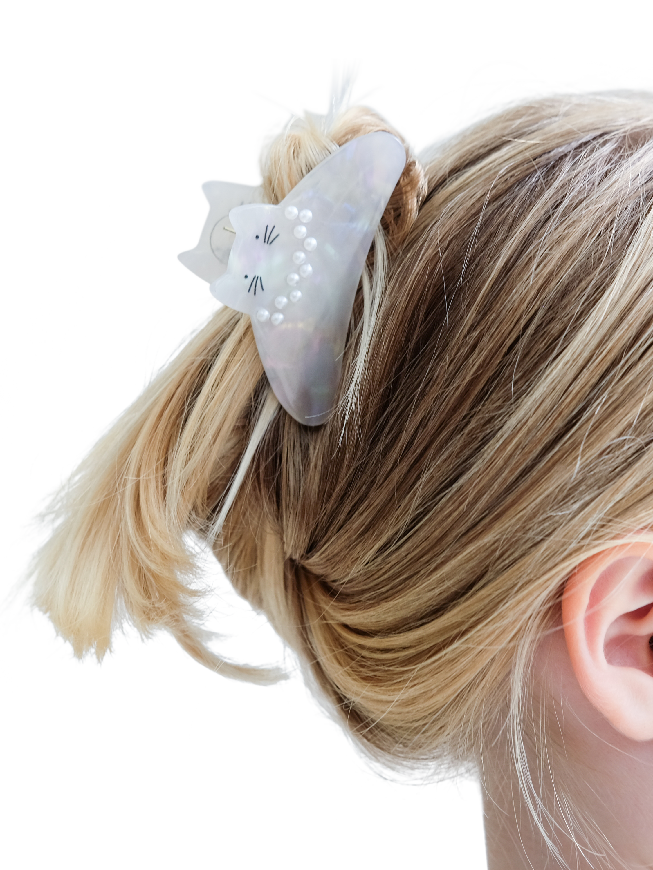 Product image 3 of 3, which shows Mimi & Lula Kids' Pearly Kitty Claw Clip, Ivory