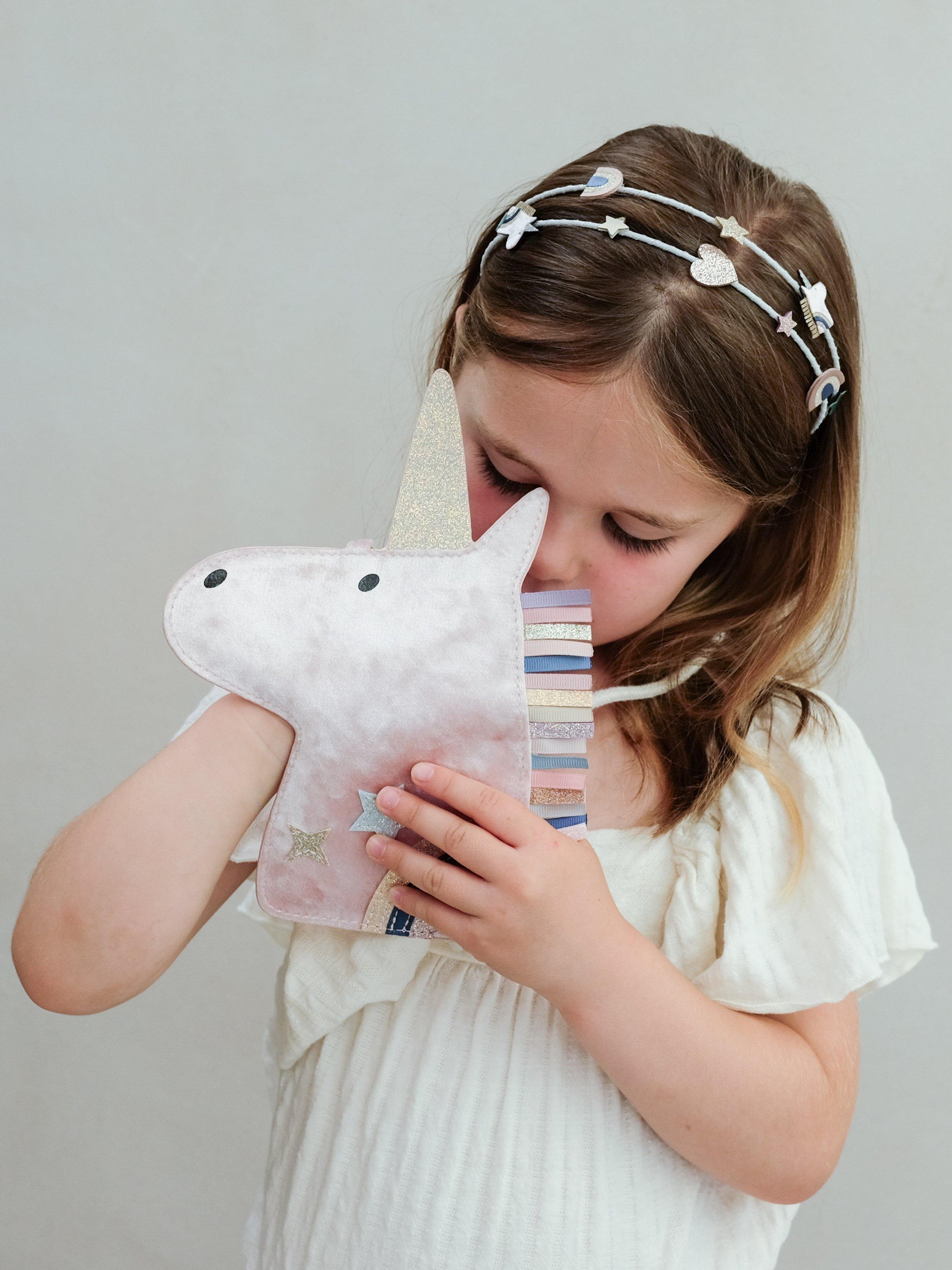 Product image 4 of 5, which shows Mimi & Lula Kids' Unicorn Double Headband, Grey