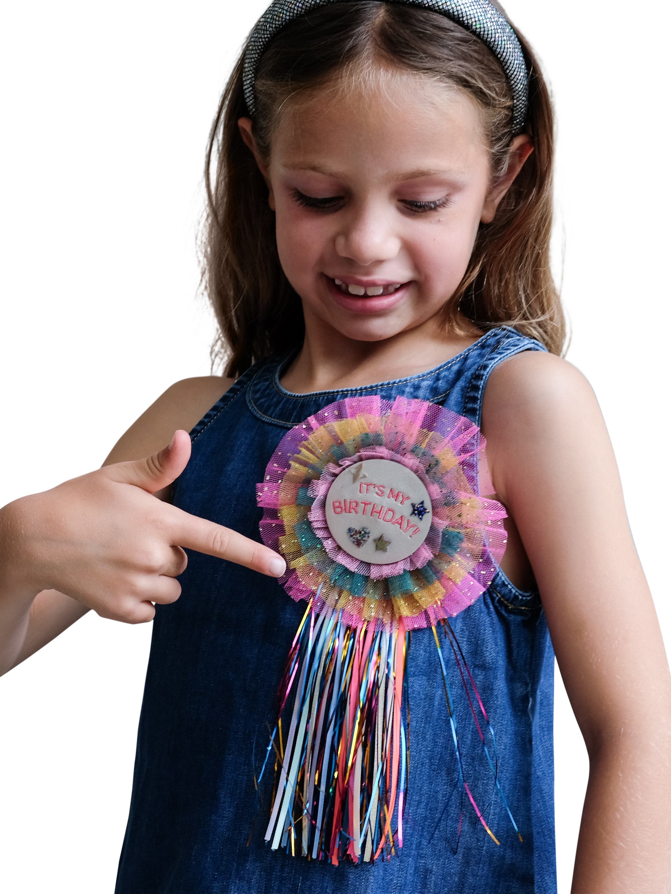 Product image 3 of 6, which shows Mimi & Lula Kids' Diva Wow Birthday Badge, Bright Multi