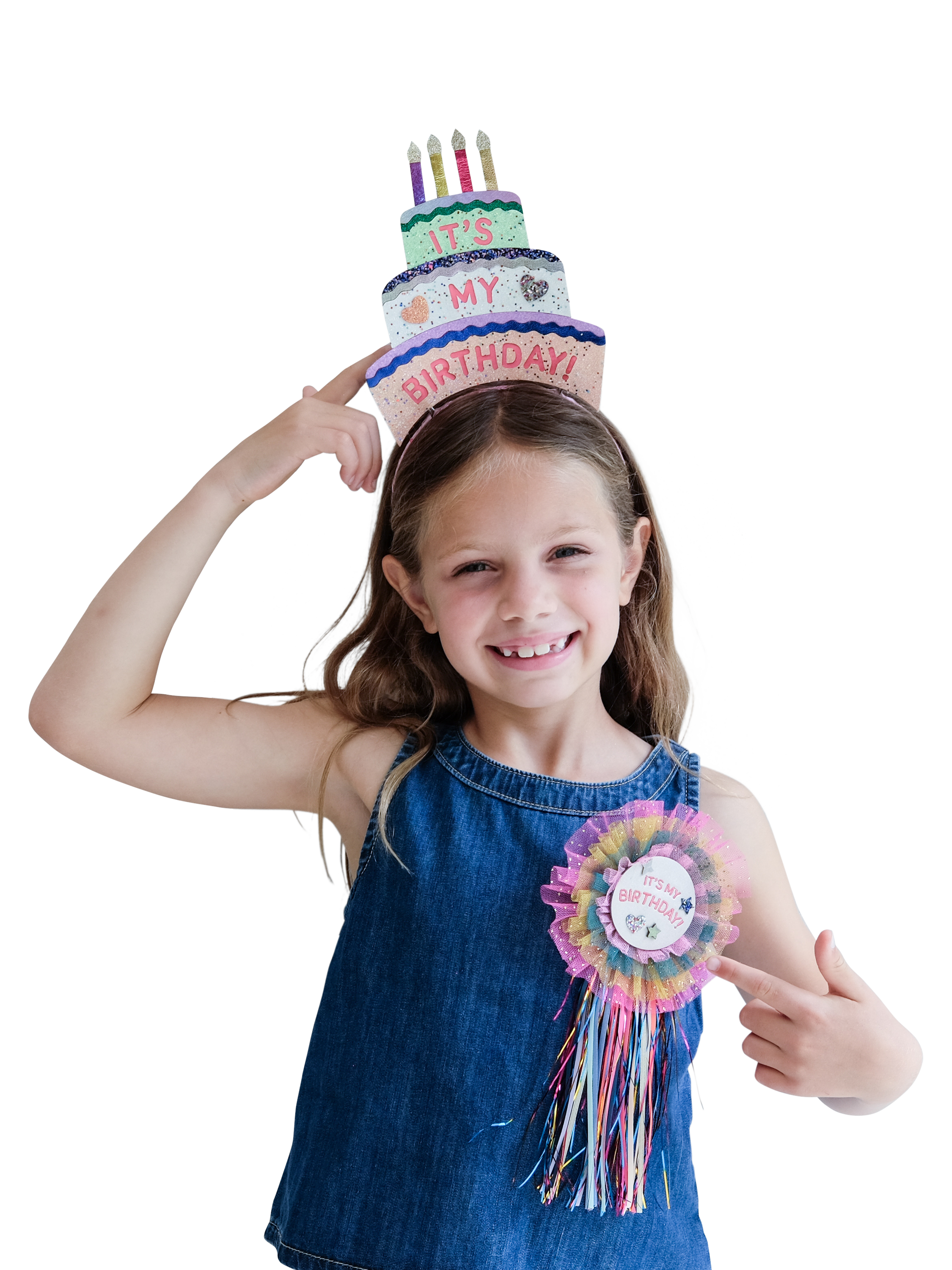 Product image 6 of 6, which shows Mimi & Lula Kids' Diva Wow Birthday Badge, Bright Multi