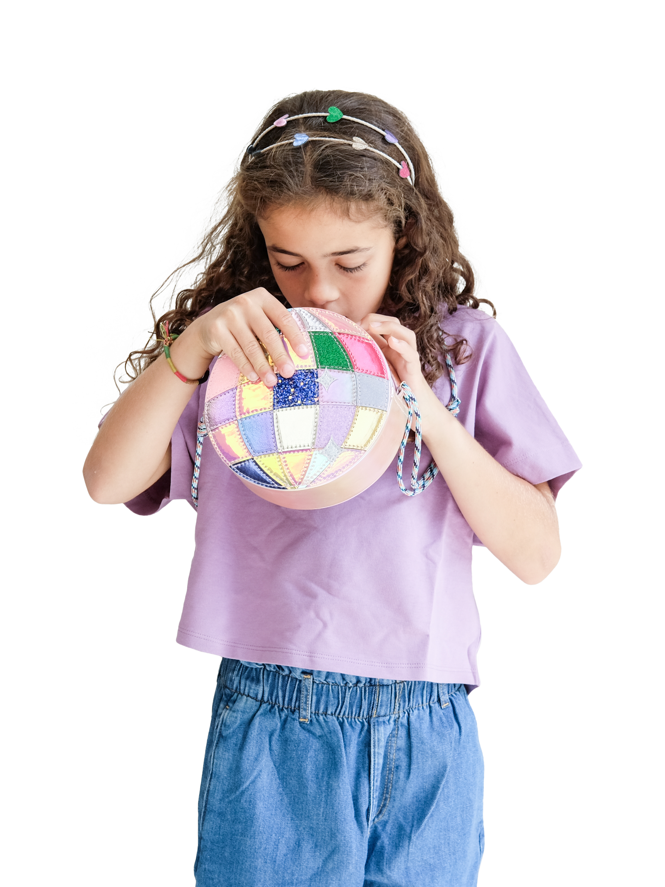 Product image 2 of 7, which shows Mimi & Lula Kids' Disco Ball Cross Body Bag, Bright Multi