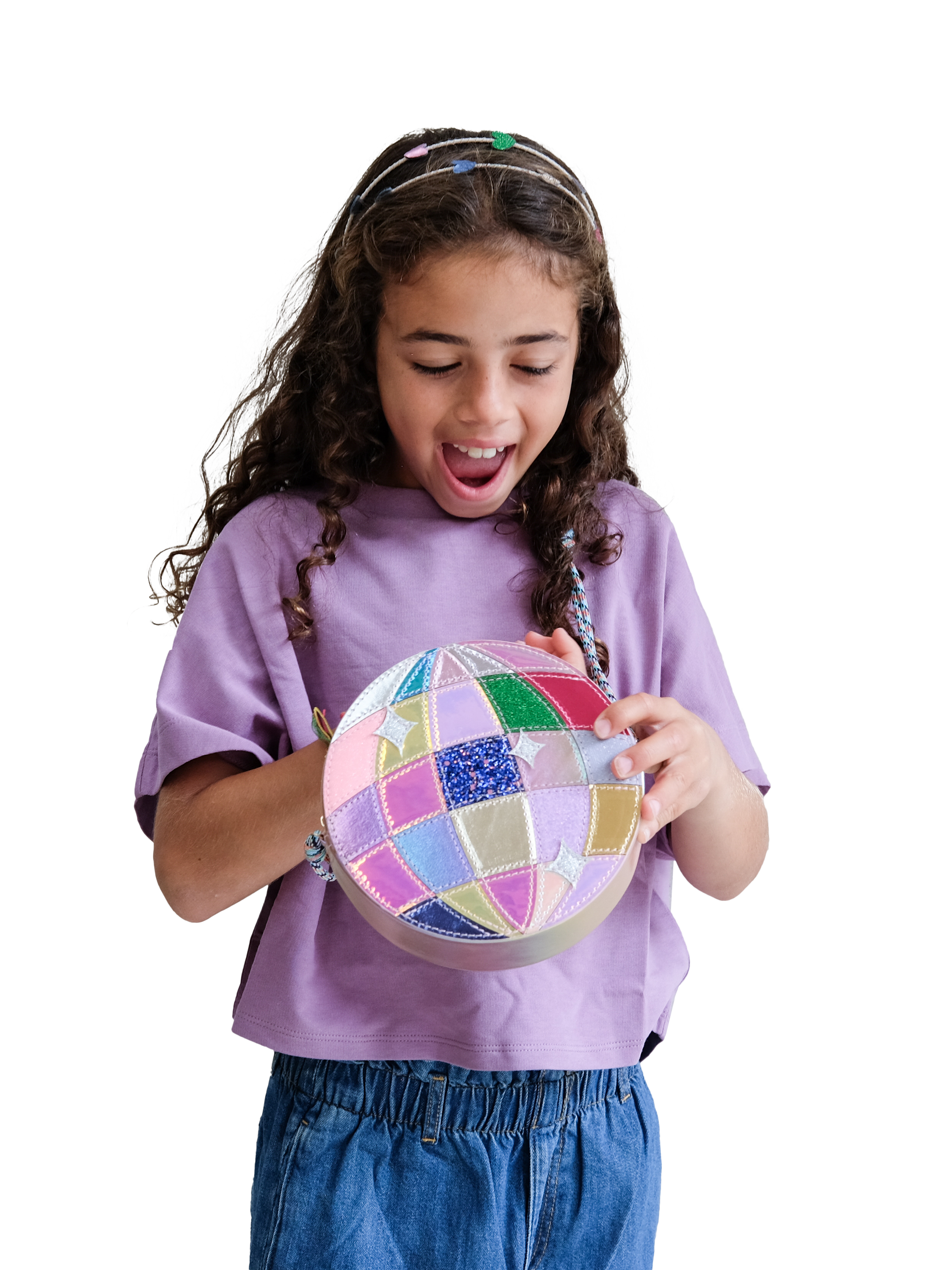 Product image 3 of 7, which shows Mimi & Lula Kids' Disco Ball Cross Body Bag, Bright Multi