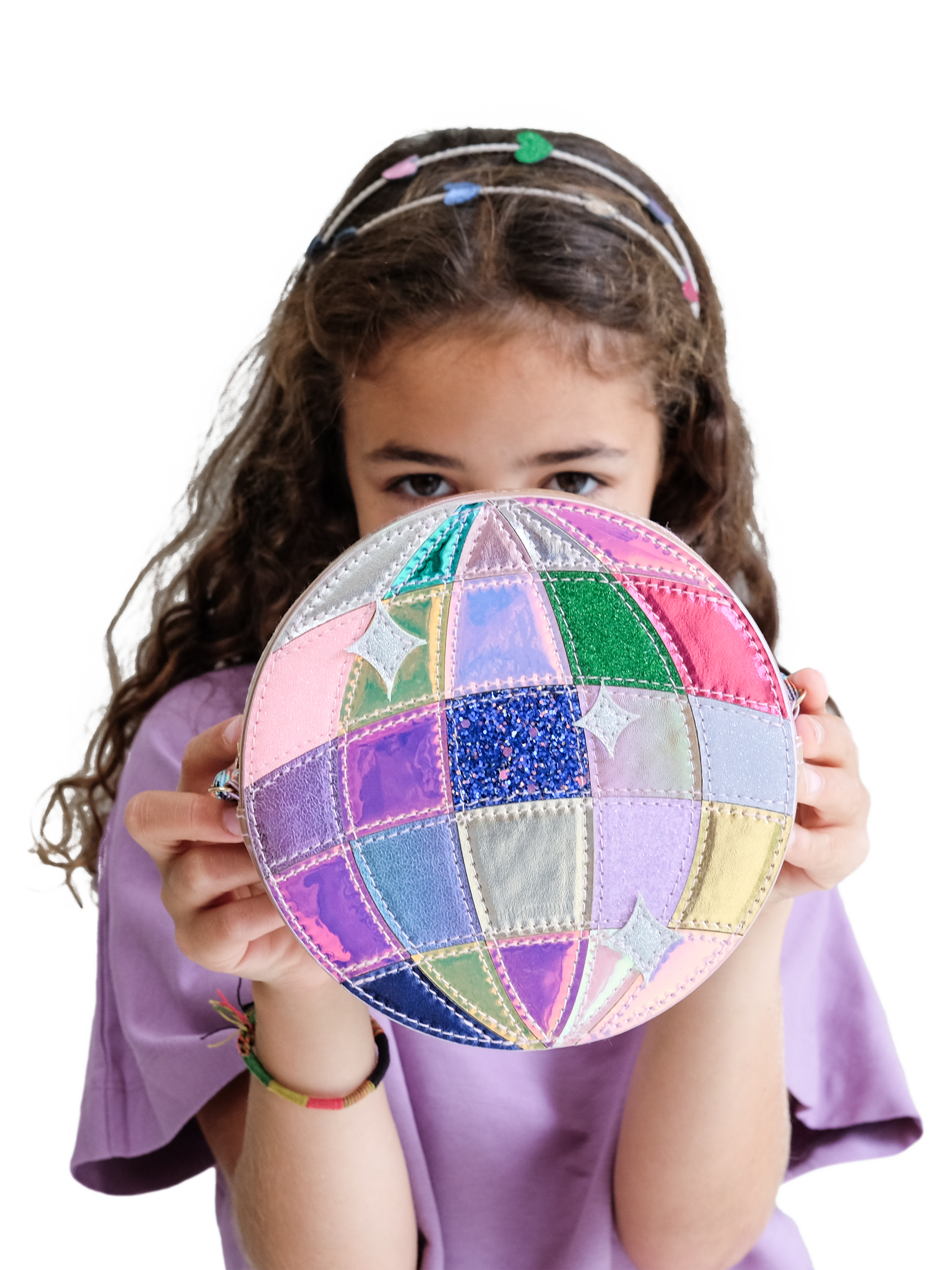 Product image 4 of 7, which shows Mimi & Lula Kids' Disco Ball Cross Body Bag, Bright Multi