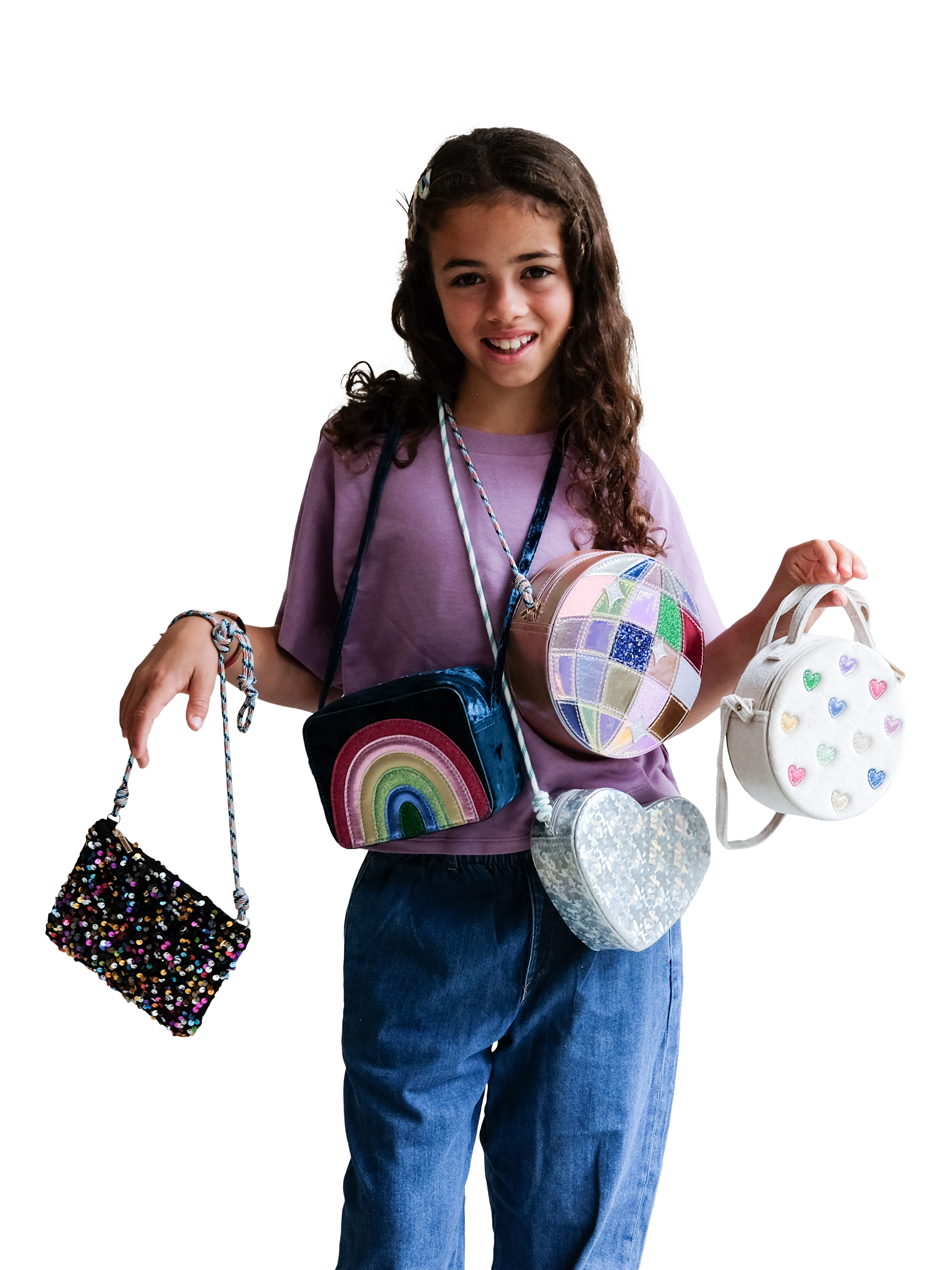 Product image 6 of 7, which shows Mimi & Lula Kids' Disco Ball Cross Body Bag, Bright Multi