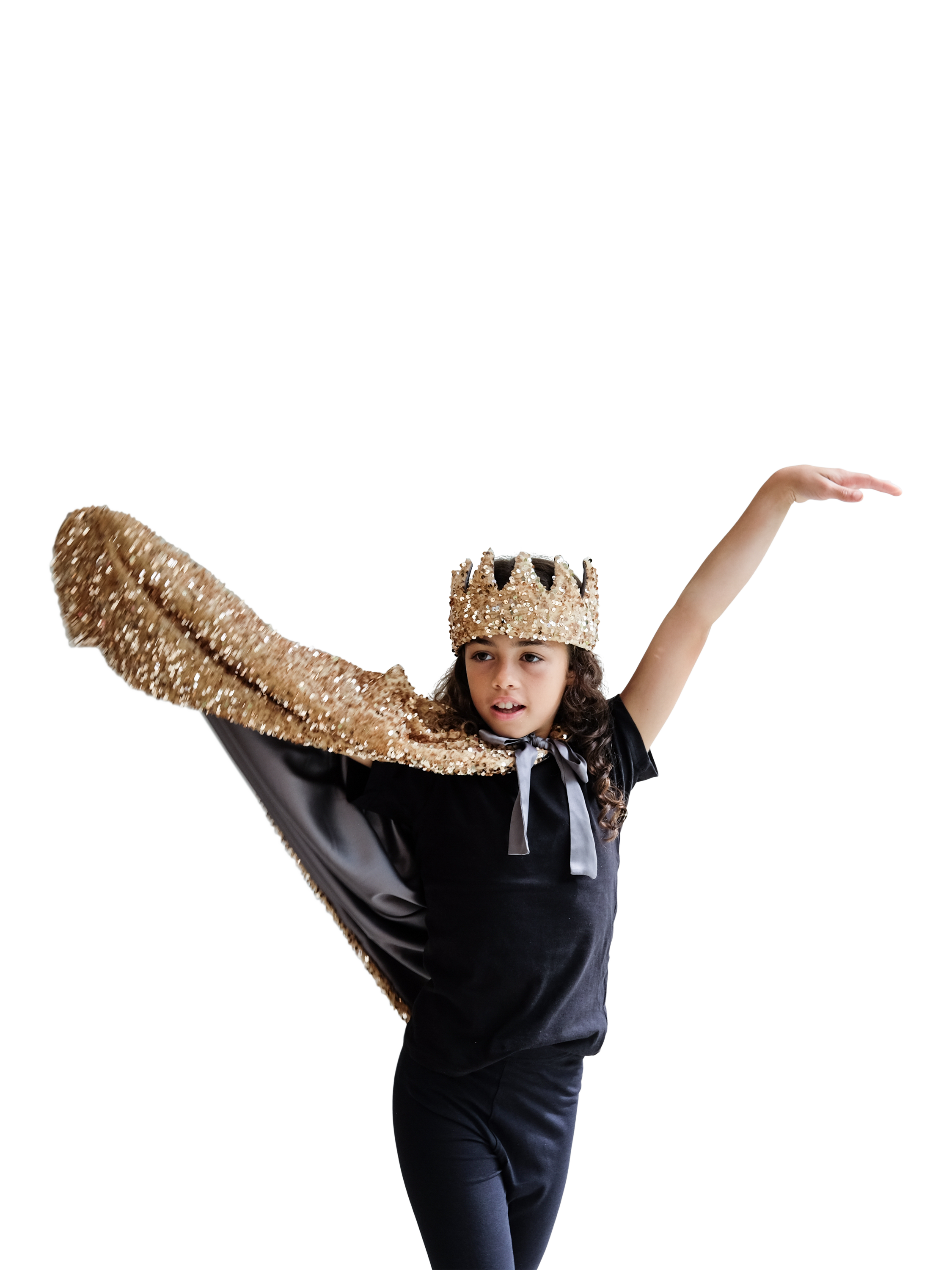 Product image 4 of 7, which shows Mimi & Lula Kids' Sequin Cape, Gold