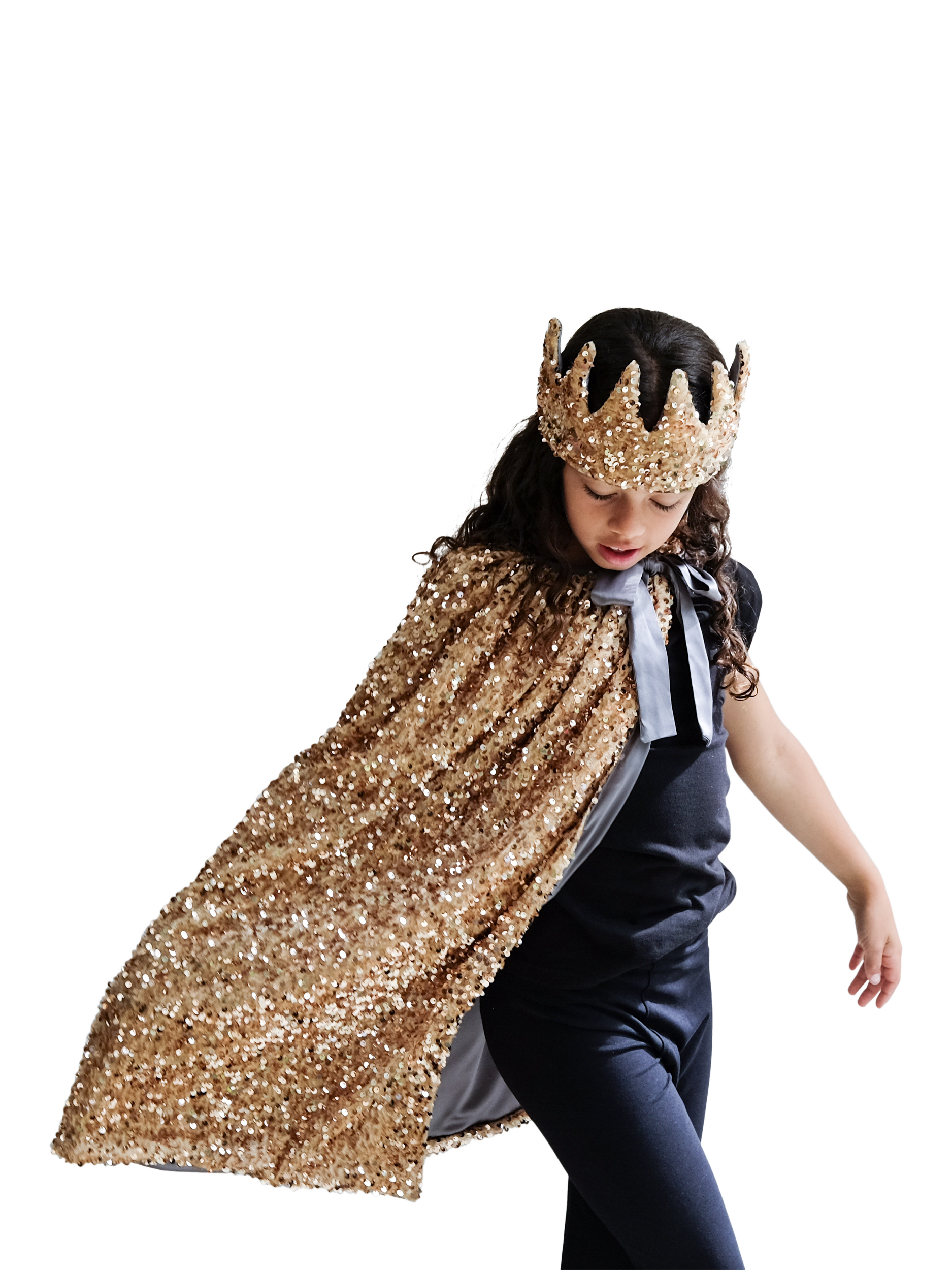 Product image 5 of 7, which shows Mimi & Lula Kids' Sequin Cape, Gold