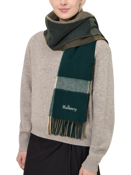 Mulberry Merino Wool Scarf, Mulberry Green/Juniper Green - view 2, Mulberry Green/Juniper Green