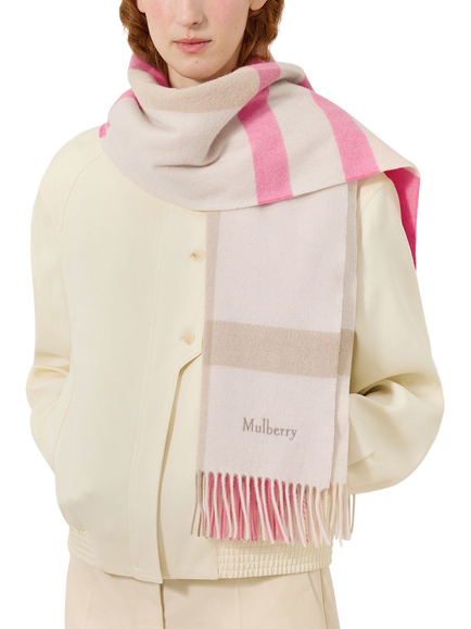 Mulberry Merino Wool Scarf, Blossom Pink/Geranium Pink - view 2, Blossom Pink/Geranium Pink