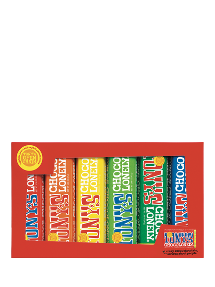 Tony's Chocolonely Milk Chocolate Rainbow Tasting Bars, Pack of 6, 328g, Multi