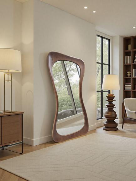 Yearn Alba Oak Wood Full-Length Leaner/Wall Mirror, 190 x 90cm, Walnut - view 2, Walnut