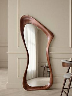 Yearn Arlo Oak Wood Full-Length Leaner/Wall Mirror, 180 x 80cm, Walnut, Walnut