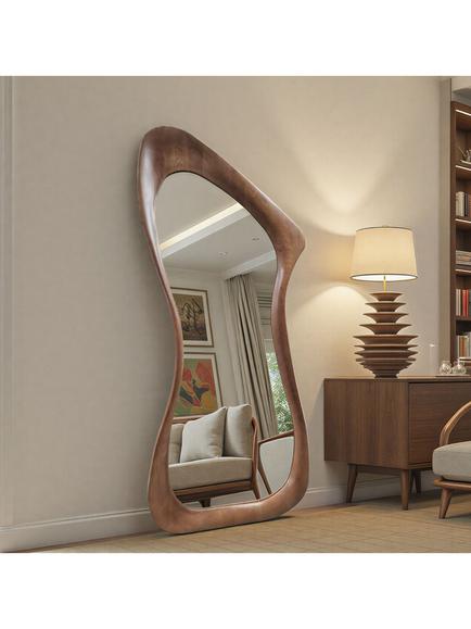 Yearn Arlo Oak Wood Full-Length Leaner/Wall Mirror, 180 x 80cm, Walnut, Walnut