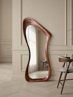Yearn Arlo Oak Wood Full-Length Leaner/Wall Mirror, 180 x 80cm, Walnut - view 2, Walnut