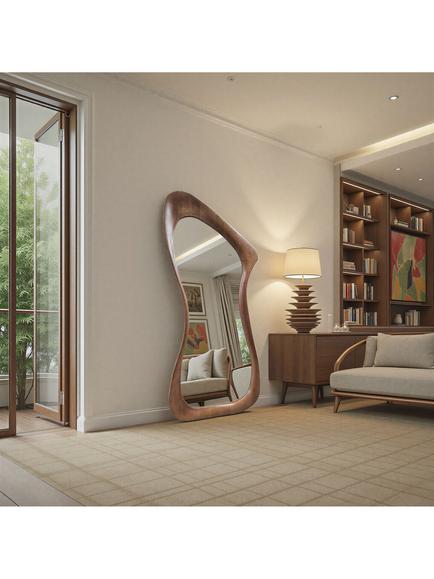 Yearn Arlo Oak Wood Full-Length Leaner/Wall Mirror, 180 x 80cm, Walnut - view 2, Walnut