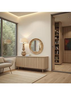 Yearn Ashby Round Oak Wood Wall Mirror, 80cm, Natural - view 2, Natural
