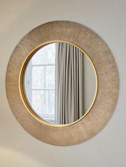 Yearn Aubry Textured Round Wall Mirror, 90cm, Gold