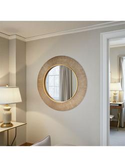 Yearn Aubry Textured Round Wall Mirror, 90cm - view 2, Gold