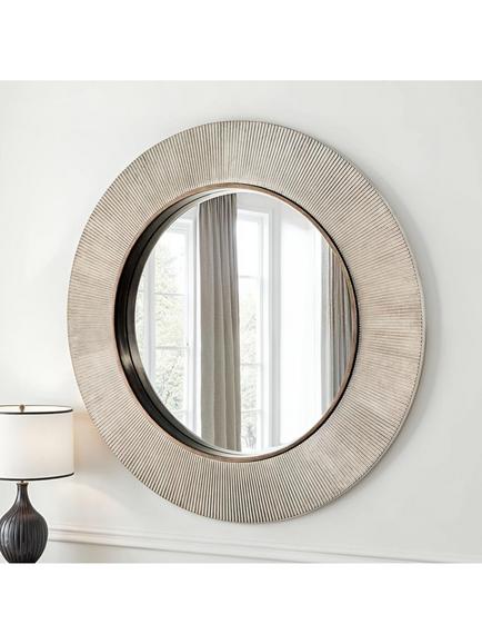 Yearn Aubry Textured Round Wall Mirror, 90cm, Silver