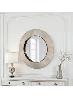Yearn Aubry Textured Round Wall Mirror, 90cm - view 2, Silver