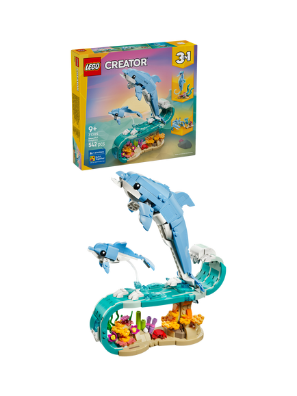LEGO Creator 31385 Sea Animals: Beautiful Dolphins 3-in-1 Building Toy, Multi
