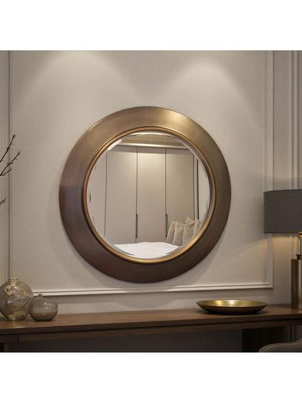 Yearn Ava Round Wall Mirror, 91.5cm, Pewter Gold