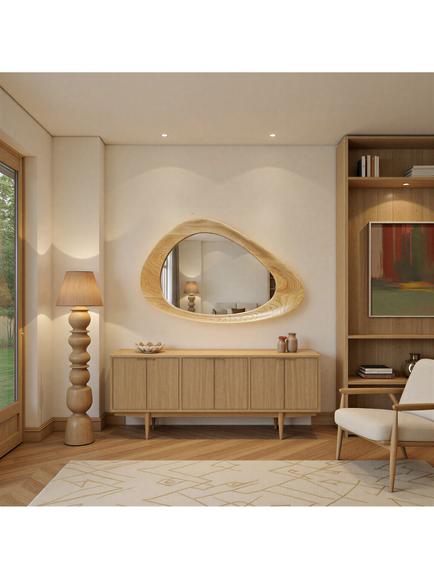 Yearn Dara Oak Wood Wall Mirror, 120 x 80cm, Natural - view 2, Natural
