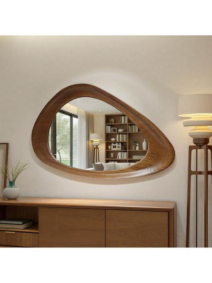 Yearn Dara Oak Wood Wall Mirror, 120 x 80cm, Walnut, Walnut