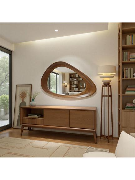 Yearn Dara Oak Wood Wall Mirror, 120 x 80cm, Walnut - view 2, Walnut