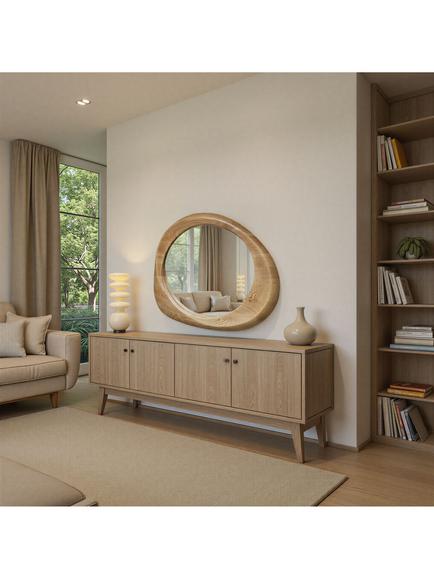 Yearn Eden Oak Wood Wall Mirror, 100 x 90cm, Natural - view 2, Natural