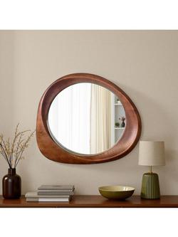 Yearn Eden Oak Wood Wall Mirror, 100 x 90cm, Walnut, Walnut