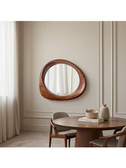 Yearn Eden Oak Wood Wall Mirror, 100 x 90cm, Walnut - view 2, Walnut