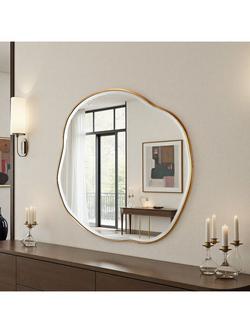 Yearn Eloise Wood Frame Wall Mirror, 100 x 100cm, Gold, Gold