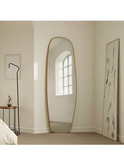 Yearn Irregular Tall Wood Frame Wall Mirror, 170 x 50cm, Gold, Gold