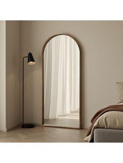 Yearn Kimpton Solid Oak Wood Arched Frame Full-Length Wall Mirror, 180 x 80cm, Walnut, Walnut