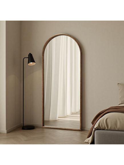 Yearn Kimpton Solid Oak Wood Arched Frame Full-Length Wall Mirror, 180 x 80cm, Walnut, Walnut