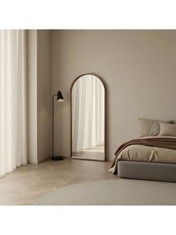 Yearn Kimpton Solid Oak Wood Arched Frame Full-Length Wall Mirror, 180 x 80cm, Walnut - view 2, Walnut