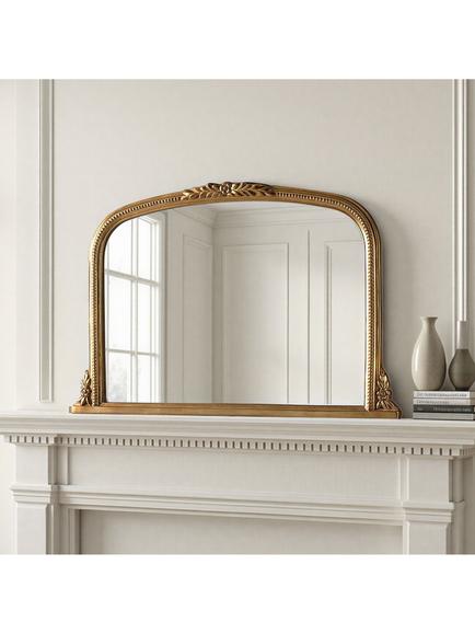Yearn Arched Beaded Overmantel Wall Mirror, 66 x 102cm, Gold