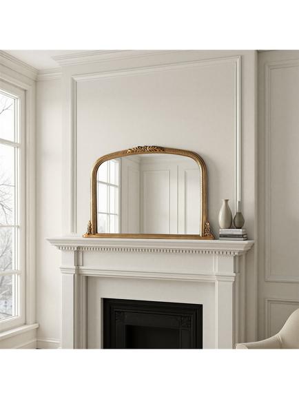 Yearn Arched Beaded Overmantel Wall Mirror, 66 x 102cm - view 2, Gold