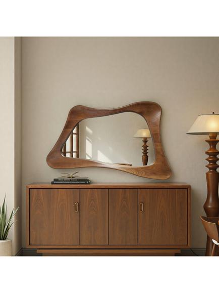 Yearn Maya Oak Wood Wall Mirror, 120 x 80cm, Walnut, Walnut